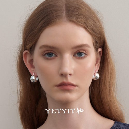 YETYIT也缇序白圆球纯银耳环