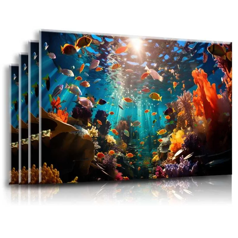 鱼缸背景纸画高清3d立体壁纸水族静电箱贴纸底板壁画造景装饰新品