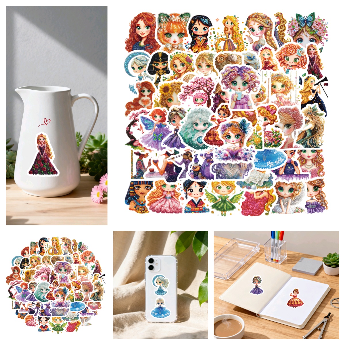 可爱卡通美式钻石公主画高颜值