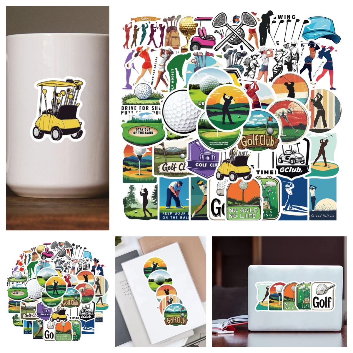 可爱高尔夫球涂鸦贴画体育运动贴