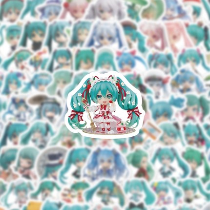 100张最火巴西初音完美身材粘土贴画DIY涂鸦手账本笔记本平板电脑滑板吉他头盔遥控器手机壳充电宝旅行箱水杯