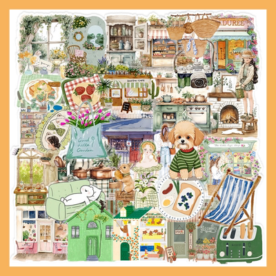 35张小清新田园风场景屋造景贴纸