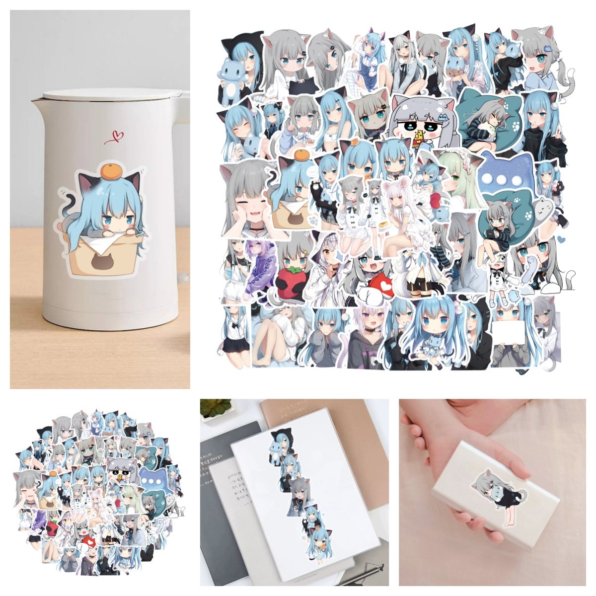 50张可爱卡通猫羽雫贴纸二次元动漫手diy帐笔记本电脑水杯行李箱防水装饰贴画平板电脑手机壳奖励涂鸦创意ins,文具电教/文化用品/商务用品,贴纸/立体贴纸,淘宝优惠券,粉丝福利购,淘宝优惠卷
