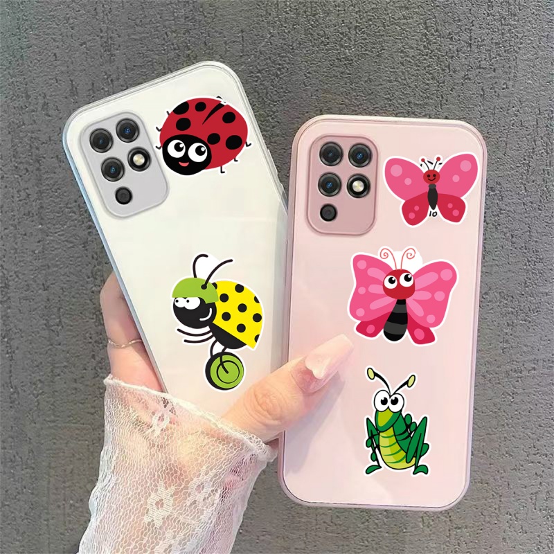 50张卡通昆虫的世界萌趣小贴纸幼儿园节日礼物装饰笔记本头盔相框画保温杯吉他衣柜收纳箱拉杆箱贴纸防水pvc