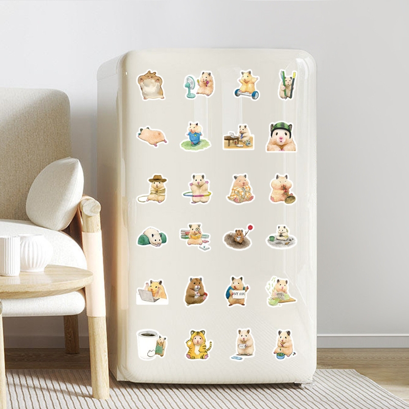 50张调皮小仓鼠一家卡通防水可爱贴贴纸儿童房书桌保温杯旅行箱滑板吉他DIY涂鸦手账本笔记本平板电脑牙具杯