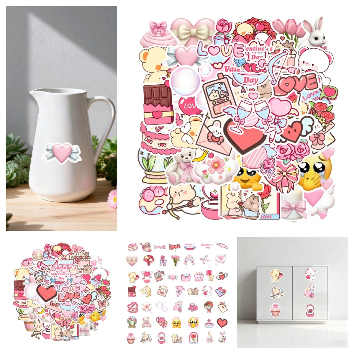 50张爆款可爱女神情人节彩色心形表情礼品封口贴 装饰贴 DIY贴 礼物装饰贴纸爱心粉色少女心创意,文具电教/文化用品/商务用品,贴纸/立体贴纸,淘宝优惠券,粉丝福利购,淘宝优惠卷