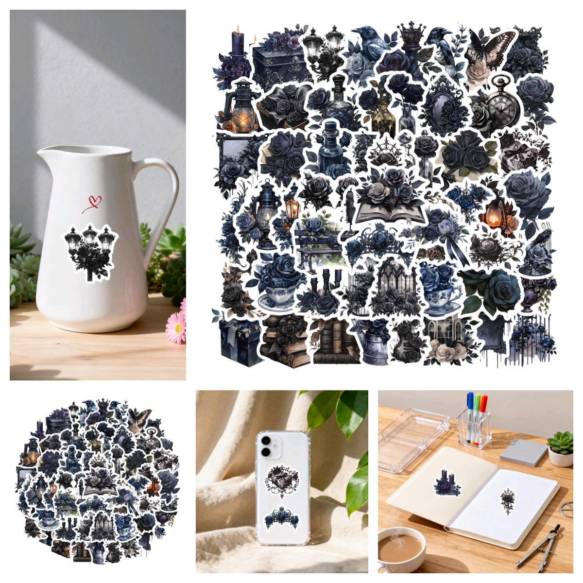 多款复古高级感暗黑哥特玫瑰创意