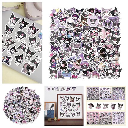 100贴图案古茗联盟库洛米猫手帐贴纸ins风少女心装饰笔记本电脑头盔相框画冰箱吉他墙面立体DIY防水贴纸
