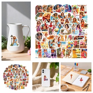50张新款复古女郎海报贴纸欧美职业女性赫本风装饰高颜值笔记本手账保温杯水杯电动车行李箱浴室门DIY防水贴