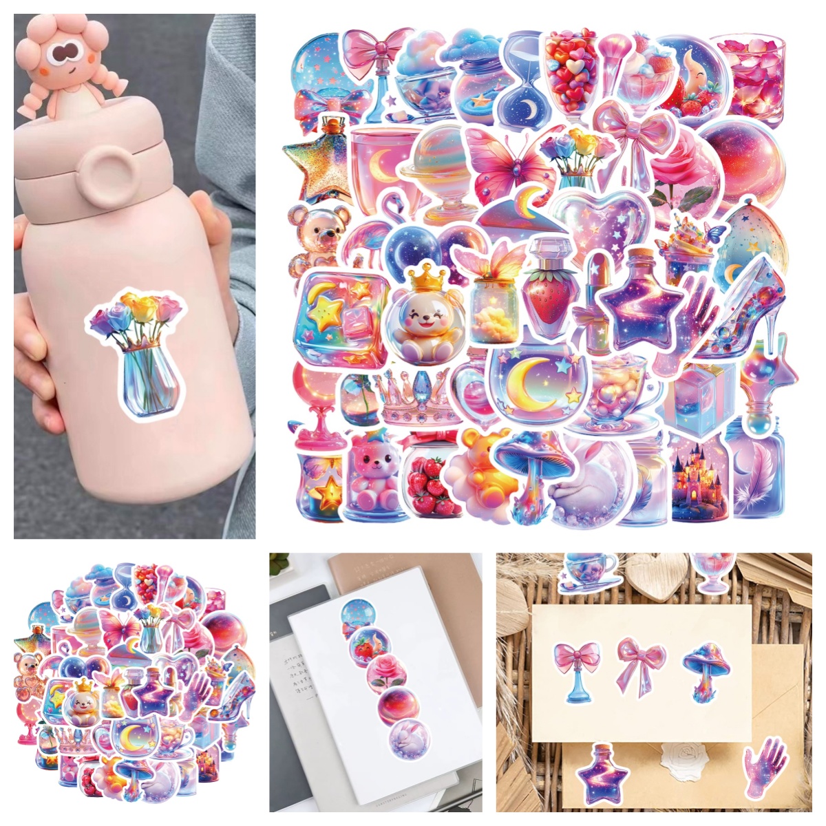 卡通透明七彩梦幻卡通玻璃贴纸