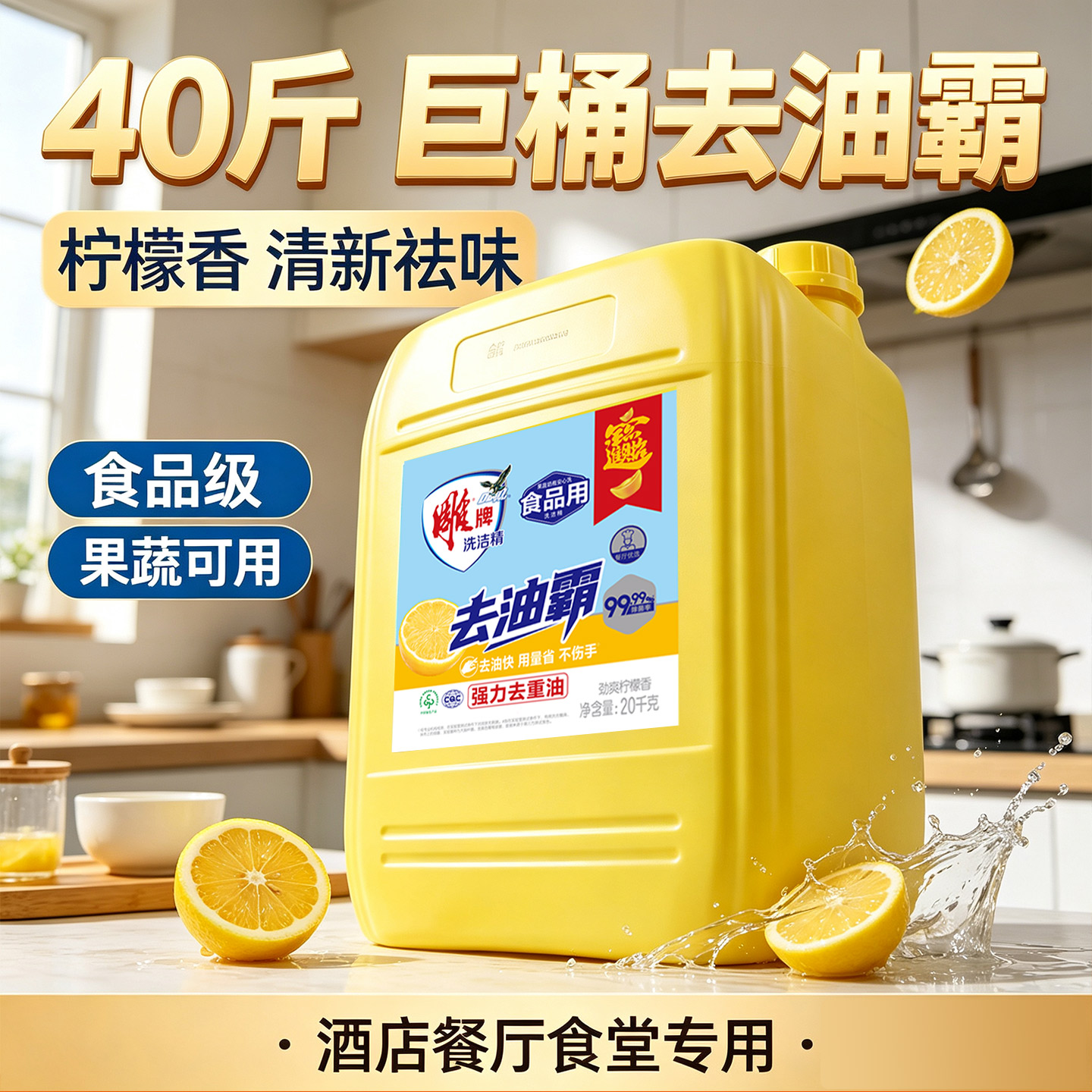 雕牌去油霸洗洁精40斤大桶装酒店餐饮厨房实惠装饭店整箱批浓缩正图片