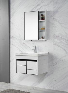 卫生间挂墙一柜体陶瓷盆浴室柜组大合开门智能镜L69ED灯式镜镜柜