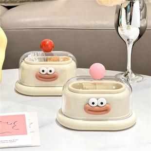 多巴胺盒奶油风牙签棉签纳TIE家用家用复高古颜值2025新款 牙线收