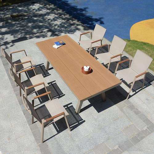 外木桌椅外休闲别墅网布露天户外塑木花园庭户塑院防晒组合餐室桌