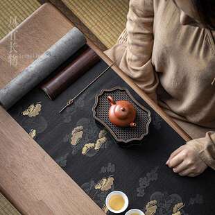 织锦松桌旗禅意防水大茶席桌新中式台布茶艺长云条茶几CDXY-YXZ布
