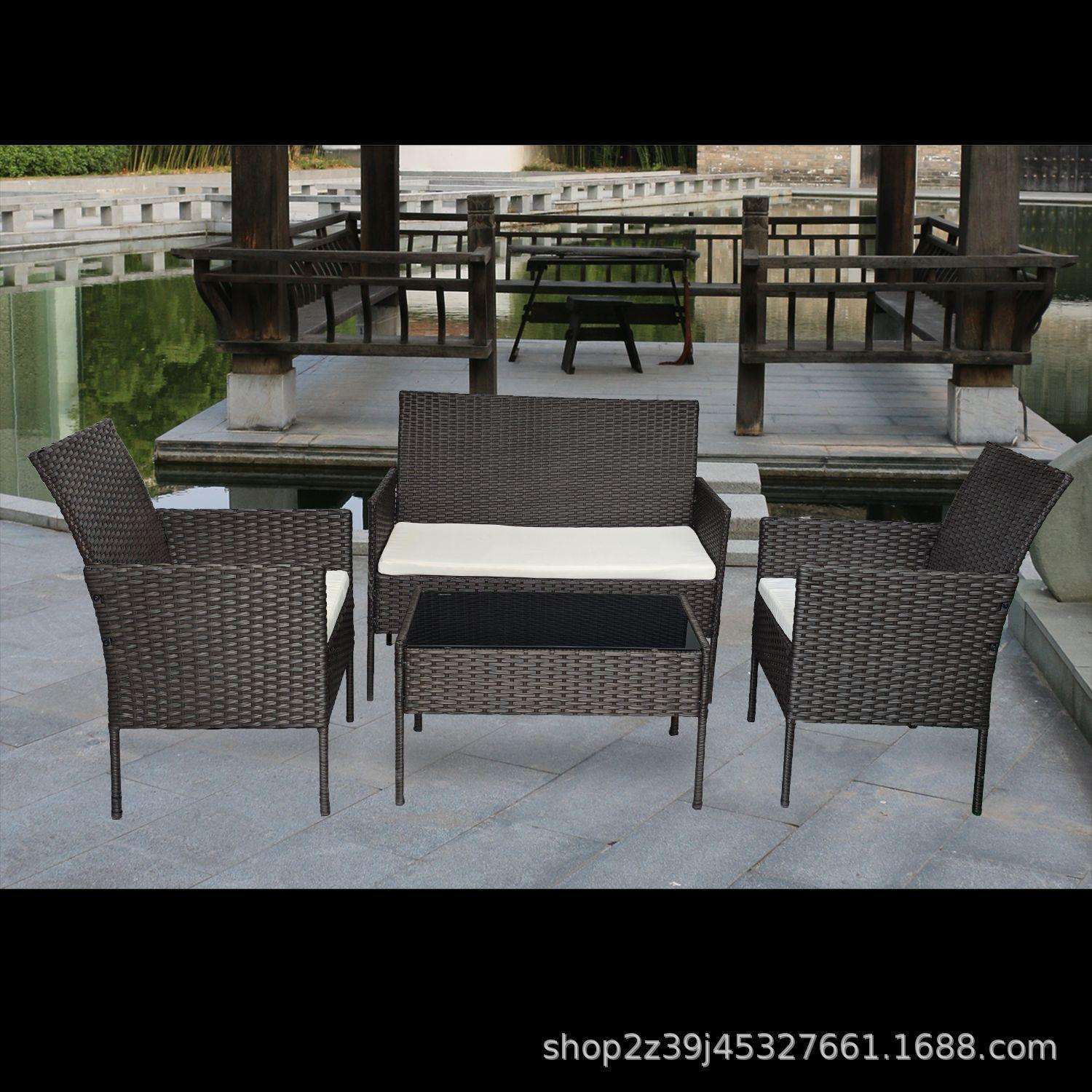 外桌露椅庭院露台藤椅靠5905背藤户椅子阳台四件套室外花园露台天