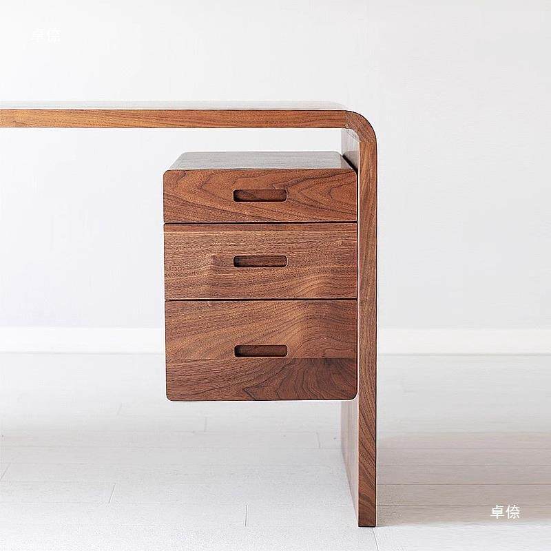 约北美MCS黑卯胡桃木实简木书桌电公脑桌榫橡木小户型可办桌