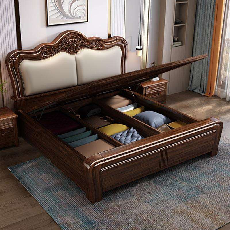 法式床主加卧高端大气1米8实乘2米大床厚榫卯结木构箱式床储420物