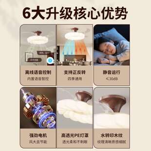 风扇灯餐款厅灯古卧室主卧房798间奶风2025新儿童法油式中吸顶灯4