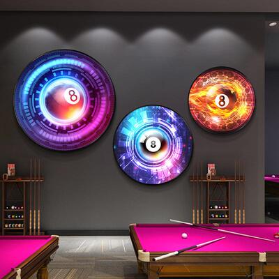 俱黑8台球厅装画桌球室l饰e挂dEAB画棋牌斯诺克乐部墙面发光氛围