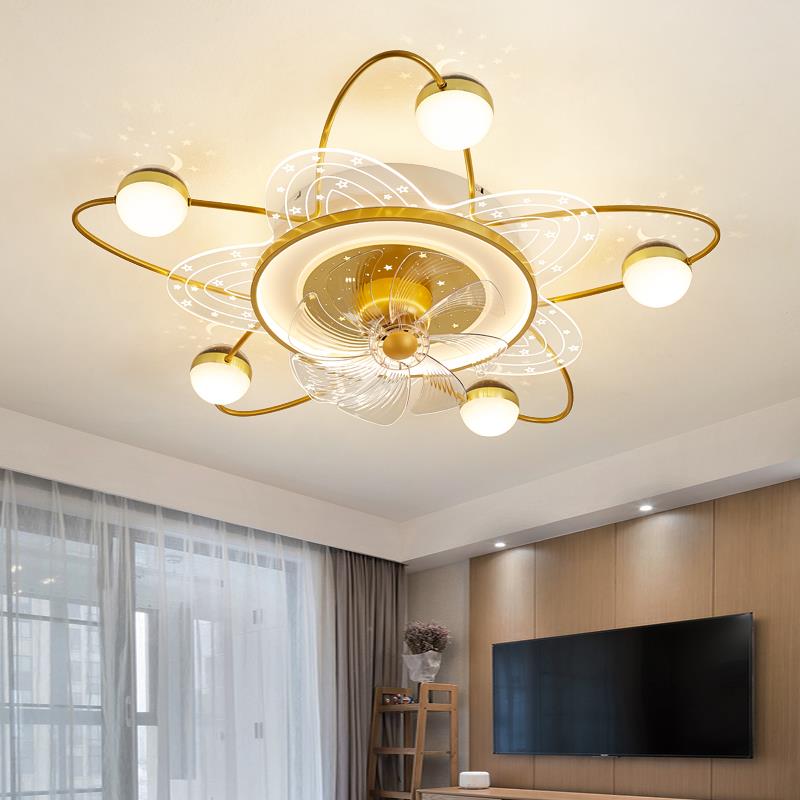 客家厅摇头吸顶风扇吊2025682灯新款简约现代轻奢网红星空用卧室