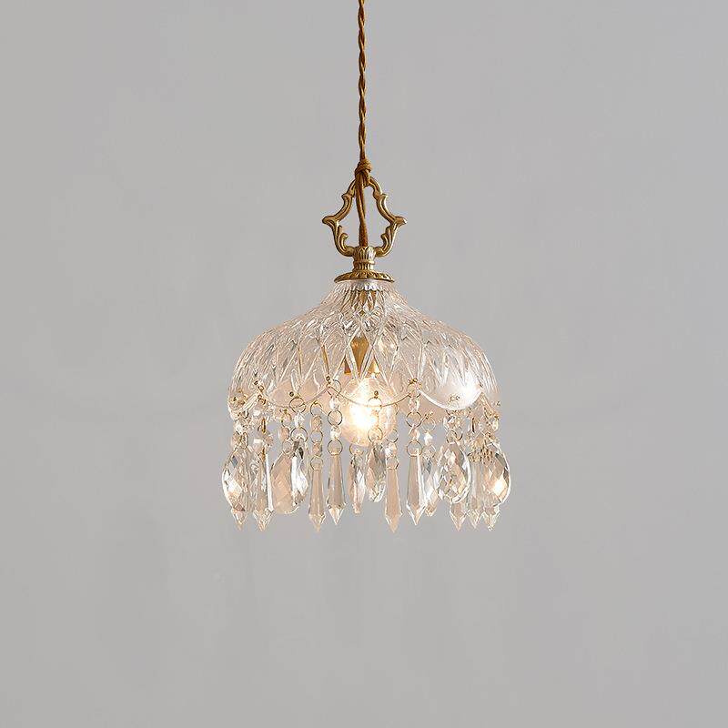 法式全铜晶小吊灯全光谱N-A-289-卧床室头复古阳廊台玻璃过道玄水