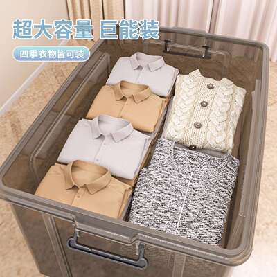 透后收纳箱大大透明收纳容量超塑料盒子家用衣服车用备箱加厚周明