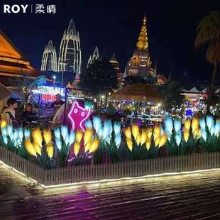 仿真餐植物led绿发光件蒲苇灯别墅XSL庭院植摆户外厅芦苇景观插地