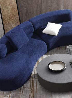 意式Baxtr绒泰02迪弧形沙发创意设e计师客大厅户型别墅异形布艺沙