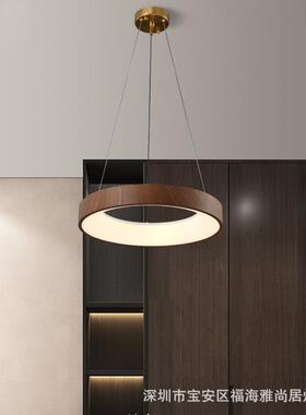 新中圆形式餐厅吊灯木纹色餐桌圆中古风新款吧台书76719房E环DL吊