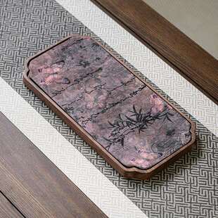 复古374实木干泡桃家用长形茶盘托盘木云质纱壶承垫胡木新方中式