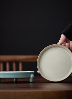 宋朴黄汝米窑瓷三足壶承干泡台壶托茶具XYK配件陶瓷片茶壶垫开可