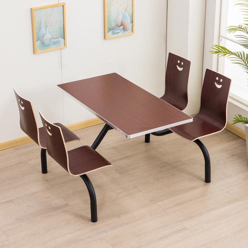 学校单位员工食堂餐桌司椅公锈钢连体快小餐桌AL-12354椅吃不店4