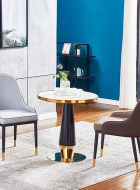 轻奢洽谈桌椅家不用阳T-301台桌子商用型钢桌小户餐桌白色岩锈板