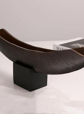 简约现代新中式船型处长条摆件板样房楼客厅玄DBB关别墅家居装饰