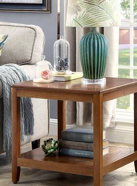 简方约发边几柜小沙桌子厅角几实木小茶几美式客家用几角柜F5M57J