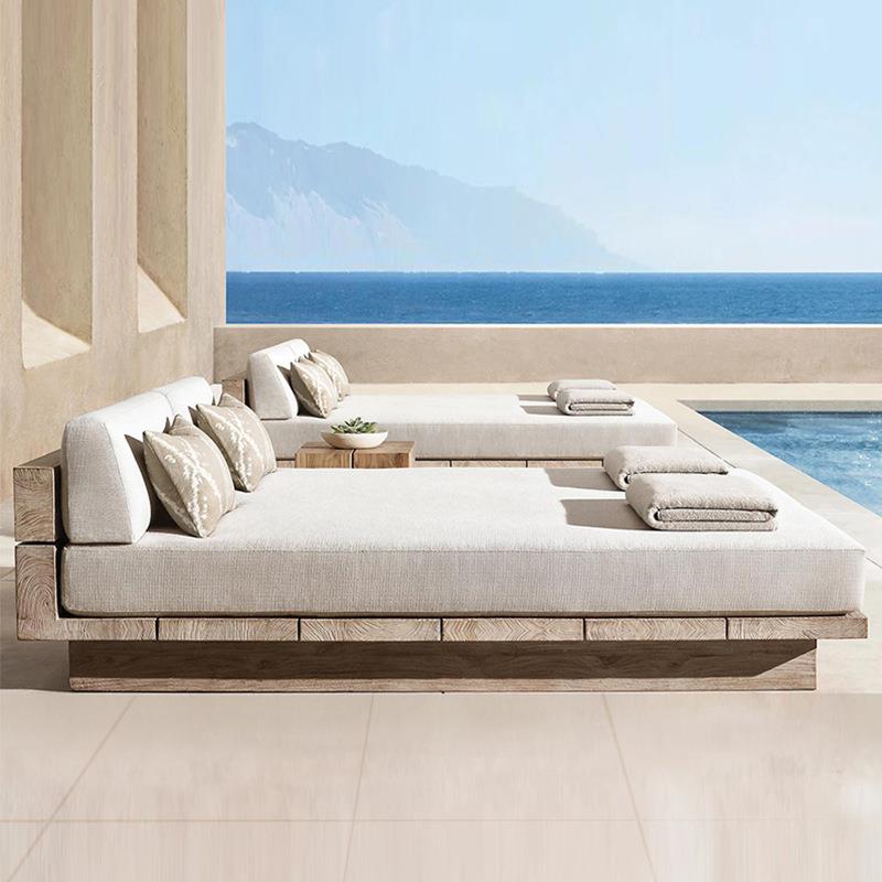 户外躺床实柚木别墅室露天泳外池木躺床休庭ASG梅诺院酒店度假村