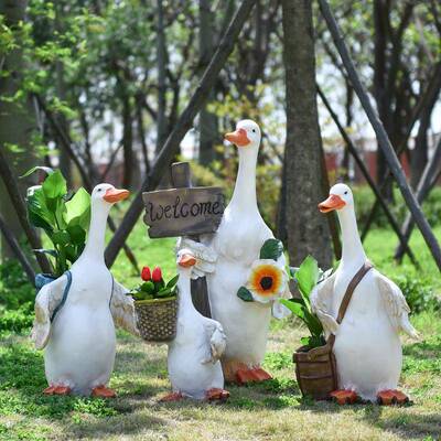 卡鸭子模型花园林庭MVI院草坪装饰品农场美动陈景观真物仿雕通塑