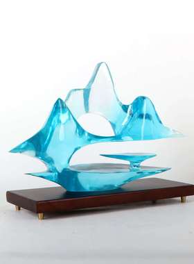 新中式办轻树云山脂雕塑MC-TY-55摆件酒店样板间书房玄关台公室软