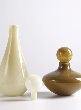 多巴胺彩色TKD玻璃摆花件瓶创术意奶油客风玄关厅插花器艺软装摆