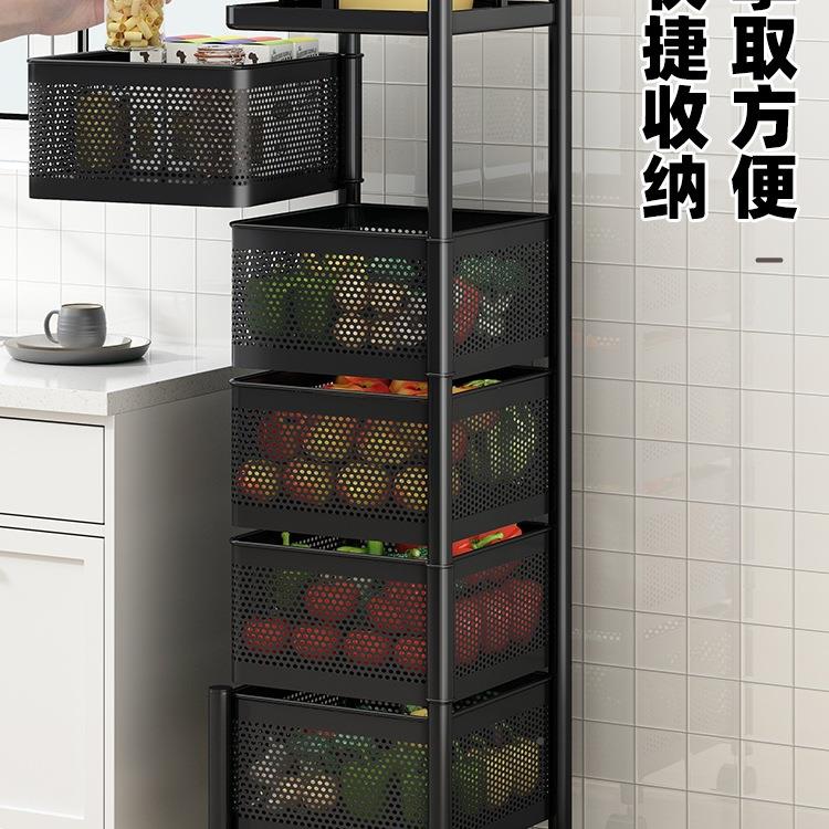 厨房置物架落地多蔬层旋菜篮收纳动7.8置物小推车家用转免安装储