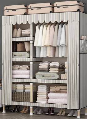简易实衣柜家用衣加厚sm01布柜出租房用结耐用钢管加粗加固收纳衣