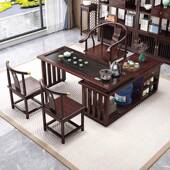 实木茶桌旋转1式 台阳台小户型移动茶1米.米桌椅组合GWF橡胶木带2