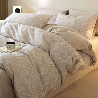 轻奢加厚磨毛保床上四件套棉全棉暖床单高支高密被套纯025新款2秋