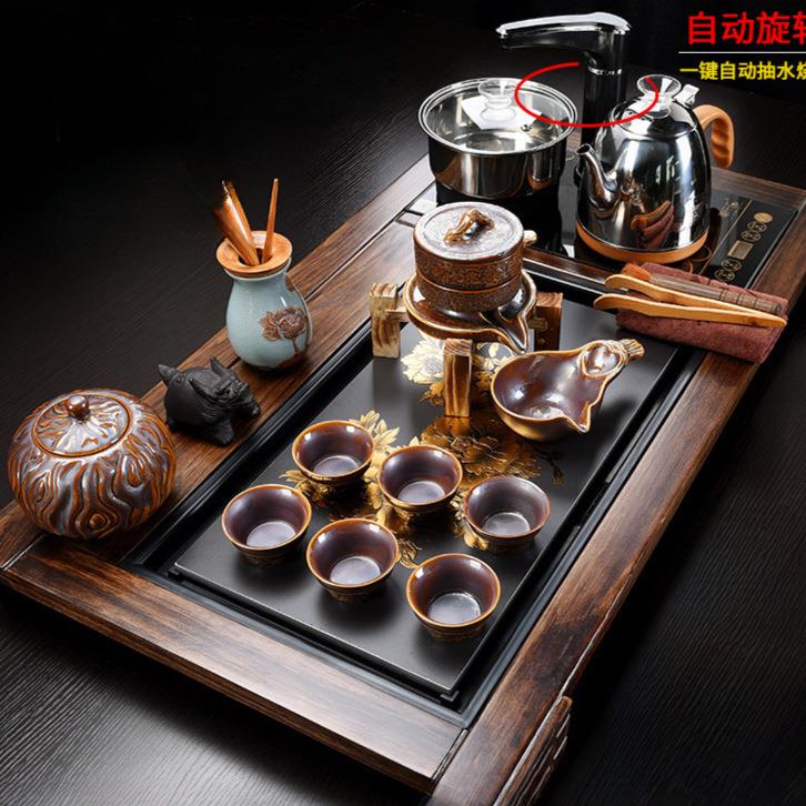 紫砂具套装家用7886876简约客厅功夫实动木大茶台茶套盘全自茶整