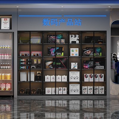 网咖外部装置展示柜电竞外设柜零食柜模型模型陈列货柜置物架支持
