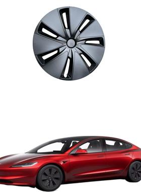 2023特斯拉Model 3焕新3版汽车配件18英寸轮毂盖哑光黑色T形logo