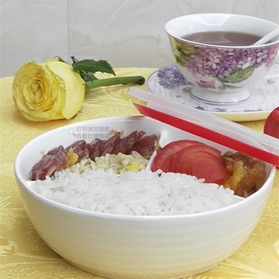 陶瓷餐盘带盖子分格饭碗可微波炉加热适合蒸笼蒸菜潮州产带餐选-