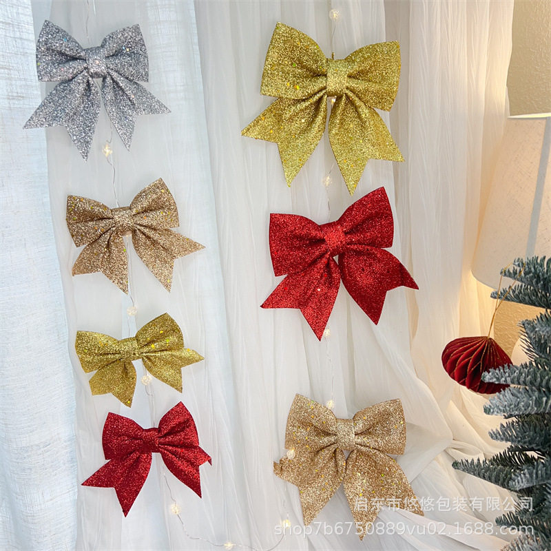 圣诞节金粉结装饰圣诞树大门场景布置礼物氛围道具