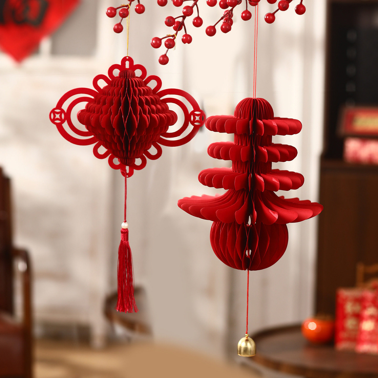 马年立体春字灯笼挂件2026新年蜂窝球装饰品房门壁挂春节过年布置图片